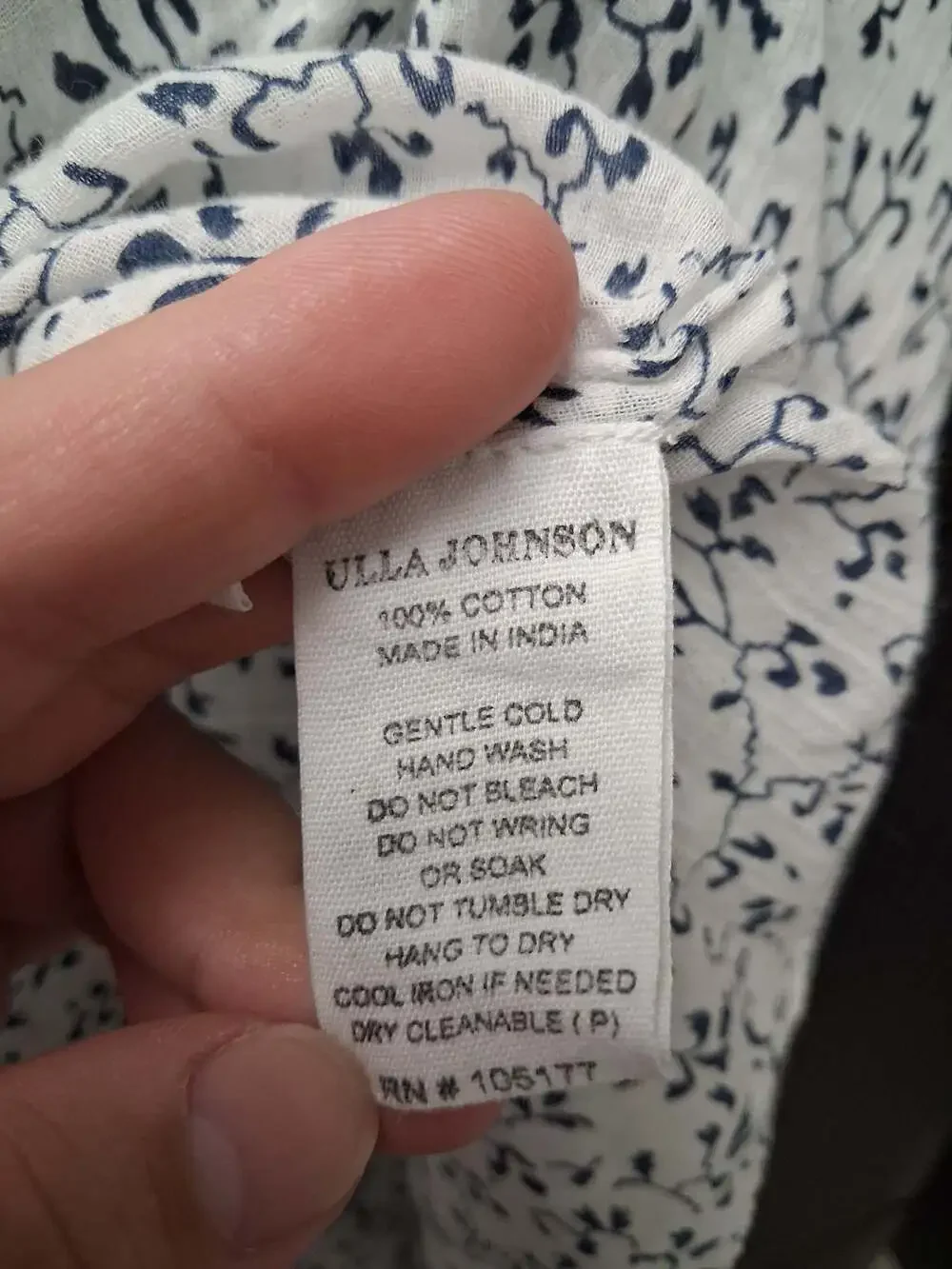 Ulla Johnson Alene Printed Ruffle One-Shoulder White Blue Blouse Top Size 6